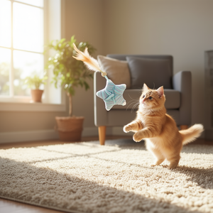 Yommy Star Feather <b>Cat</b> <b>Toy</b> 5.5Cm <b>Interactive</b> Play For <b>Cats</b> - Product Image 3