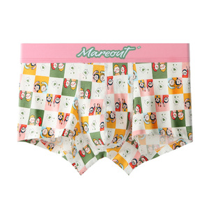 Colorful Bamboo Fiber Anti-Bacterial Mid-Rise Knitted Cute Pattern <strong>Printed</strong> Customized Waist Logo <strong>Mens</strong> Boxer <strong>Briefs</strong> - Product Image 1