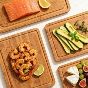 Bamboo Cutting Board <b>Set</b> 3Pcs Rectangle Carbonized Reversible For Kitchen Use - Product Image 4