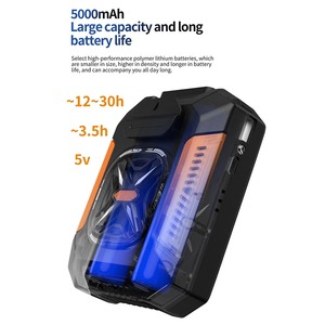 Ventilateur portable à suspendre à la taille, grand flux d'air, pour extérieur, avec batterie externe et éclairage LED, idéal pour le camping - Product Image 5