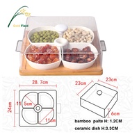 Ensemble d'assiettes en céramique pour les collations et les loisirs avec plateau en bambou