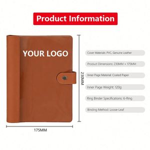 Custom A5 Soft PU PVC Leather Ring Binder Loose-<b>Leaf</b> Student Journal Planner Notebook for School Office Gift - Product Image 2