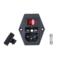 Interruptor de Encendido de la Marca Kt de 15 A y 250 V, Módulo de Enchufe con Fusible, Interruptor con Cable de 16-14 AWG, 3 Pines IEC320 C14