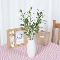 6 Branches de feuilles d'olivier artificielles avec fruits noirs, fausse verdure pour la maison, mariage, vase, bouquet, décoration, vente en gros