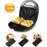 3 en 1 Machine à Sandwich Maison Multi-fonction Gaufrier Chauffage Électrique Plaque de Cuisson Steak Machine Panini Petit Déjeuner