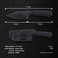 Couteau de chasse Hongrui 2026, nouvelle arrivée, lame en acier 7cr17, style Tanto, lame fixe avec manche en fibre de carbone, pour la survie en forêt
