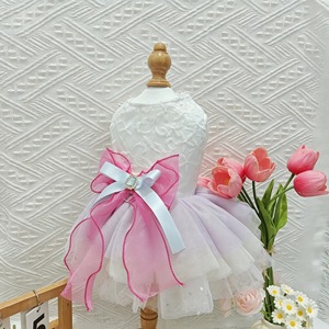 Pet <b>Clothes</b> Iridescent Tulle Skirt Pink Dress <b>For</b> <b>Small</b> <b>Dog</b> Puppy Outfits Four Seasons Polyester Material - Product Image 1