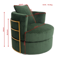 Chaise de salle à manger, de café ou d'appoint moderne et contemporaine en tissu velours côtelé, style minimaliste, pour club ou hall, siège individuel