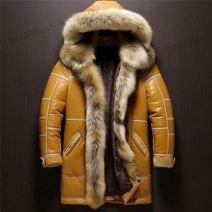 <span class=keywords><strong>Manteau</strong></span> d'hiver en cuir et duvet pour <span class=keywords><strong>homme</strong></span>, épais, mi-<span class=keywords><strong>long</strong></span>, à <span class=keywords><strong>capuche</strong></span>, avec faux col en <span class=keywords><strong>fourrure</strong></span> de renard, grandes tailles, vente en gros pour fabricants de vêtements - Product Image 4