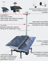 Tour d'éclairage solaire mobile de secours avec poste de commande et surveillance, mât télescopique de 7 m, 3 panneaux solaires de 450 W, sans fil