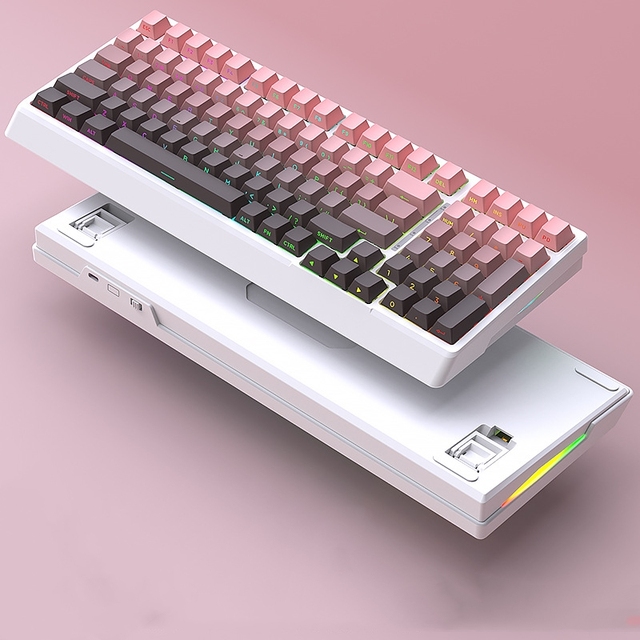 98 Keys RGB Mechanical Keyboard Kit Triple Mode Side Engraved Illuminated Gaming Mechanical Keyboard