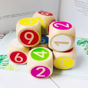 Custom Large Wooden Dice Colorful Multi-Color Point Number Game Toys Diverse Multi-Color Options