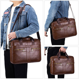 Sacoche d'ordinateur portable vintage <span class=keywords><strong>de</strong></span> luxe en cuir <span class=keywords><strong>de</strong></span> vachette véritable, <span class=keywords><strong>sac</strong></span> à bandoulière pour ordinateur portable <span class=keywords><strong>de</strong></span> 14 pouces, <span class=keywords><strong>sac</strong></span> messager pour hommes, pour le bureau - Product Image 4
