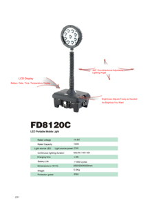 Projecteur <span class=keywords><strong>mobile</strong></span> LED avec luminosité réglable, autonomie de 8h à 40h, indice de protection IP65, 27W, batterie rechargeable 14.8V 10Ah, charge rapide - Product Image 2
