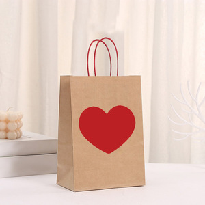 Bolsas de Regalo Personalizadas al por Mayor para el Día de San Valentín, Bolsas de Embalaje de Regalo en Forma de Corazón, Bolsas de Dulces, Bolsas de Papel Kraft con Asas - Product Image 1