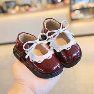 Chaussures en cuir pour enfants, collection automne-printemps, style princesse, semelle souple antidérapante, semelle intérieure en PU, vente en gros - Product Image 3