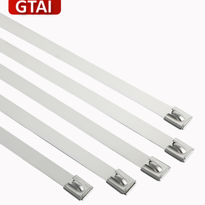 روابط كابلات ذاتية القفل من الفولاذ المقاوم للصدأ <span class=keywords><strong>304</strong></span> من GATI، 10 مم × 350 مم، غير مطلية، 100 قطعة/كيس - Product Image 1