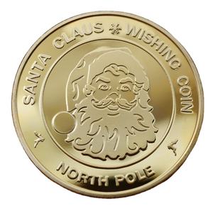 เหรียญอวยพรซานตาคลอส เหรียญทองคำชุบเคลือบลายข้อความสุขสันต์วันคริสต์มาสและวันหยุด  ลายขั้วโลกเหนือ - Product Image 1
