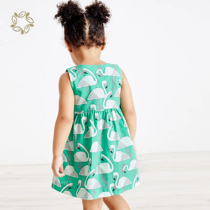 Musselin Baumwolle ärmellose Kleider Kinder bedruckte Kleidung für Kinder Bio-Baumwolle 6-Jähriges Mädchenkleid Sommer Kinder Frühjahrskleid