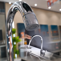 Robinet de cuisine classique en acier inoxydable poli, à montage sur plan, monocommande, rotation à 360 degrés, anti-éclaboussures, avec cartouche céramique