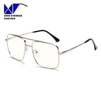 Lunettes optiques rectangulaires en métal sur mesure OEM, anti-lumière bleue, pour adultes unisexes, taille 54-17-142, logo personnalisé, MOQ 50 pièces