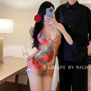 Xishi กระโปรงรัดรูปผูกเชือกรูปตัวยูแนวโรแมนติกชุดนอนเซ็กซี่หรูหรา - Product Image 1