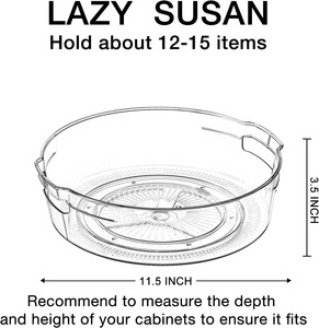 Organisateur de rangement en plastique manipulé Porte-épices de cuisine rotatif plateau tournant 360 degrés Lazy Susan pour le rangement des armoires de cuisine - Product Image 2