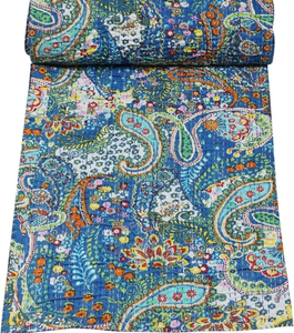 Couette Kantha en coton imprimé à la main, style traditionnel indien, patchwork fait main, pour lit simple 60x90 et lit king size 90x108 - Product Image 6