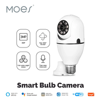 Tuya WiFi 3MP Surveillance caméra de sécurité intelligente ampoule avec prise E27 suivi humain pleine couleur Vision nocturne intérieur