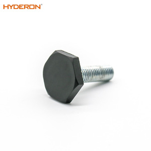 Pied de meuble hexagonal réglable Hyderon en acier noir robuste - Product Image 4