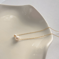 EMANCO Collier Chaîne à Maillons Dorés 14K pour Femme, Perles Baroques Naturelles Simples, Bijoux Quotidiens, Vente en Gros, Dropshipping