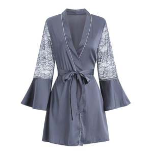 <span class=keywords><strong>Robe</strong></span> de nuit sexy en soie glacée, veste de peignoir dos nu - Product Image 5