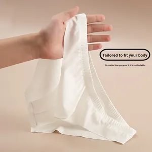 Calzoncillos de punto para hombre, 100% algodón, antibacterianos, de seda helada para verano, transpirables, sin costuras, de una pieza, shorts sexys con logo en la cintura. - Product Image 2