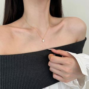 Collar con Colgante de Plata S925 con Circonita Cúbica 5A en Forma de Huevo Ovalado, Joyería Fina y Delicada para Mujeres y Niñas, Marca Dylam - Product Image 3