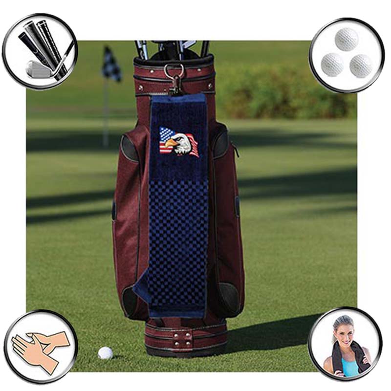 Golf sports cotton embroidery towel, folding club towel, customized logo can be acceptable in size 60*40cm