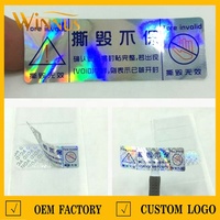 Impression de logo personnalisé Étiquette en papier cassable inviolable et vide Autocollant de sceau de sécurité hologramme non valide déchiré