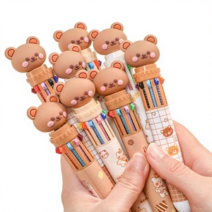 Bolígrafo de plástico con forma de animal de dibujos animados lindo multicolor con logotipo Novedad y características multifuncionales Ancho de escritura 0,5mm - Product Image 1