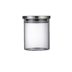 Bán Buôn Trong Suốt Thủy Tinh Borosilicate Cao Kín Lưu Trữ <span class=keywords><strong>Jar</strong></span> Với Thép Không Gỉ Bìa Trà Thực Phẩm Ngũ Cốc Đồ Ăn Nhẹ <span class=keywords><strong>Jar</strong></span> - Product Image 2