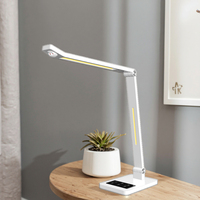 Lampe de bureau LED carrée contemporaine pour bureaux et salles de lecture, protection oculaire, contrôle tactile, température de couleur réglable, flexible et à intensité variable