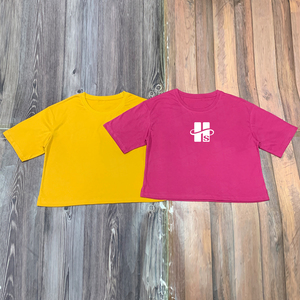 เสื้อยืดครอปโอเวอร์ไซส์สั่งทำขายส่ง ผ้าฝ้ายแท้ 100% ทรงหลวม สกรีนโลโก้ปักเอง คอกลม เสื้อครอปลำลองสำหรับผู้หญิง - Product Image 5
