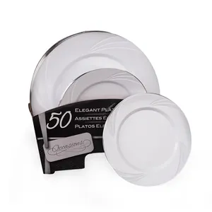Fabrika doğrudan sıcak satış plastik tek kullanımlık parti tabakları 50 10.25 "tabaklar ve 50 7.5" tabaklar