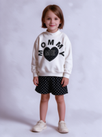 Sweat-shirt imprimé tricoté à col montant Mommy&me pour femmes et adolescentes 2026 – Pull d'hiver ample et court à manches longues, style doux