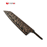 Luxuriöse Schwarz-Gold-Kupfer-Damast-Messerklingen DIY Kiritsuke Küchen-Bunka-Messerklingen Rohlinge ohne Griff