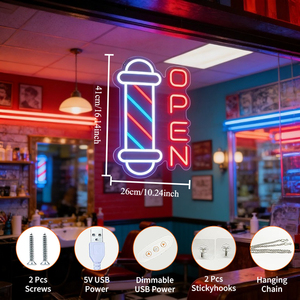 Вращающаяся неоновая вывеска для парикмахерской, акриловая лампа с USB-питанием и регулировкой яркости для ретро-декора салона - Product Image 2