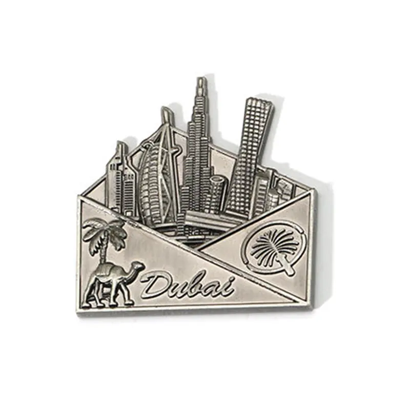 Custom Wholesale Tourism Souvenirs Burj Khalifa Metal Zinc Alloy 3d City Magnet Fridge Refrigerator