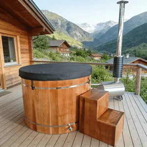 Bain à remous <span class=keywords><strong>extérieur</strong></span> en cèdre rouge massif au design moderne, très demandé, capacité 2-4 personnes, hybride bois - Product Image 1