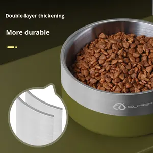 Tigela para Animais de Estimação em Aço Inoxidável 304, Espessa, Portátil, Antiderrapante, com Camada Dupla para Cães e Gatos - Product Image 2