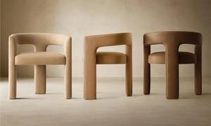 आधुनिक माइक्रोफाइबर चमड़े के असलस्टर्ड डाइनिंग रूम ओपन-बैक कपड़े डाइनिंग आर्मचेयर - Product Image 6