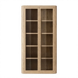 Wholesale Nordic Solid Wood Tall Sideboard | Glass Door <b>Buffet</b> <b>Cabinet</b> Indian Supplier - Product Image 2