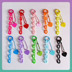 Multi Color Creative Alloy Acrylic Chain Love Keychain Small Fresh <b>Backpack</b> Pendant Couple Hanging Decoration Car Keychain - Product Image 2